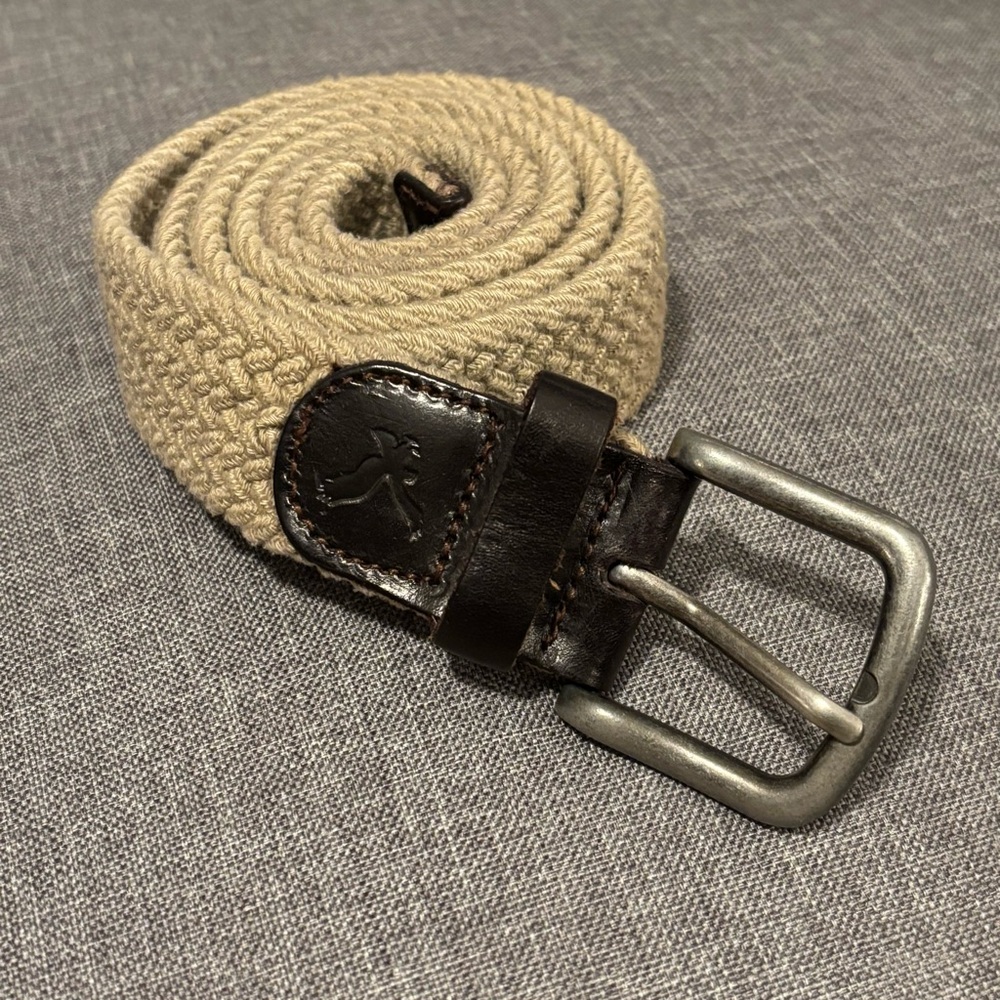 American Eagle Khaki Stretch and Brown Leather Belt 47”